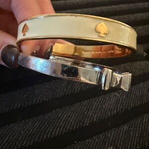 Kate Spade Cream and Silver Bangle Set